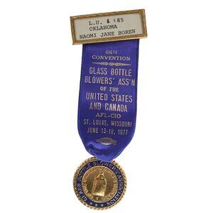 1977 Glass Bottle Blowers Association Medal Ribbon 66th Convention St. Louis